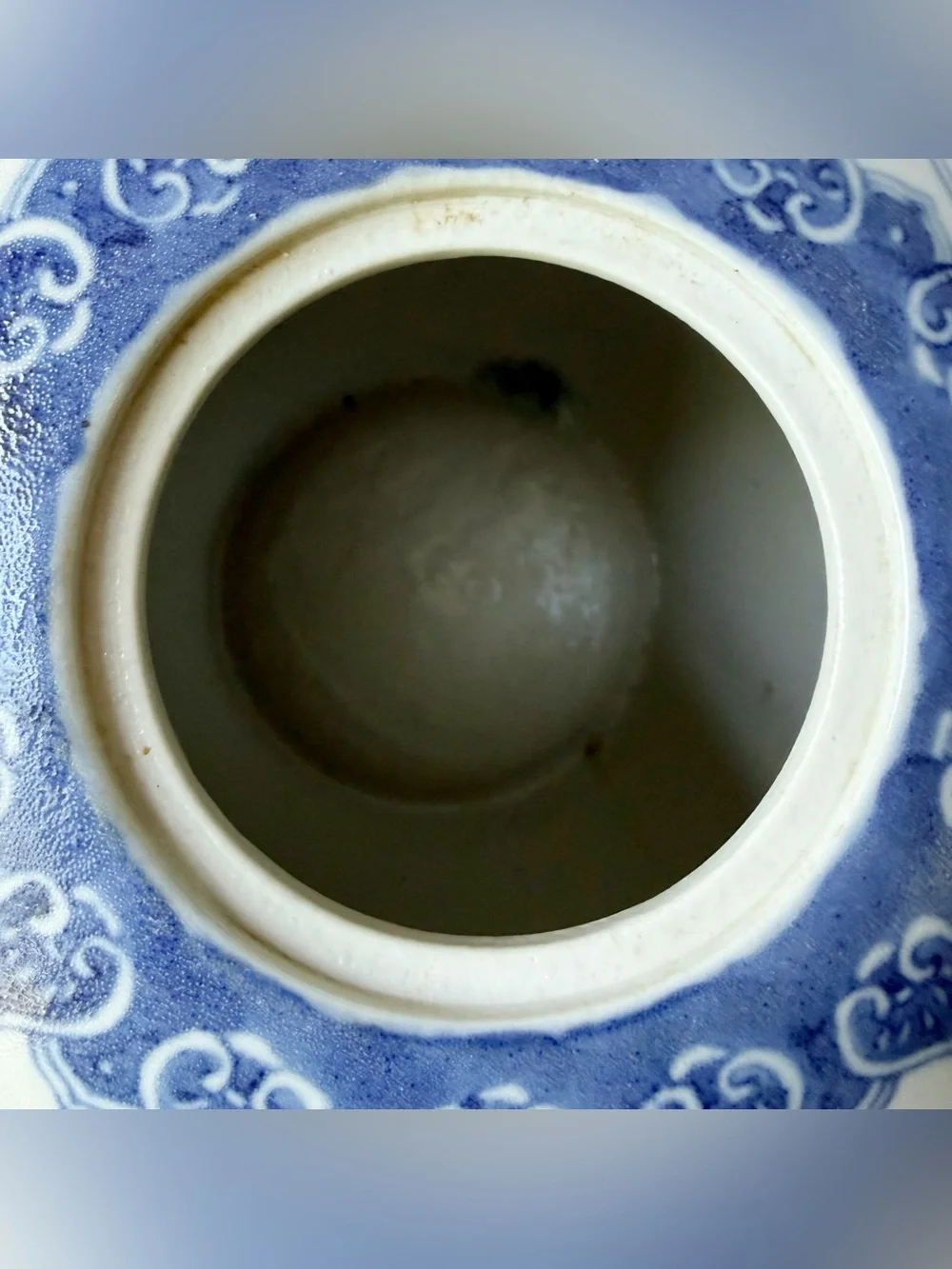 Vintage Chinoiserie Blue Chrysanthemum Floral Bird Lily Pad Porcelain Ginger Jar - Picture 11 of 12